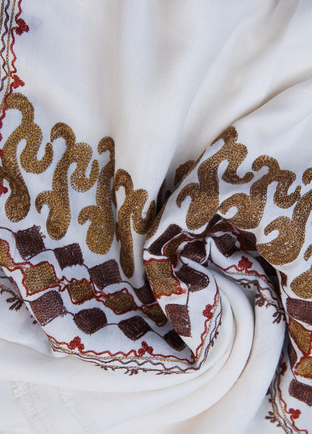 Sanaulla Exclusive Range  Pashmina  Shawls SU22PS-2 MIR-23 White-2 - Pashmina Shawls