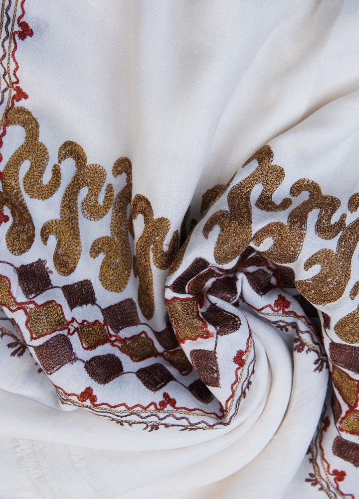 Sanaulla Exclusive Range  Pashmina  Shawls SU22PS-2 MIR-23 White-2 - Pashmina Shawls