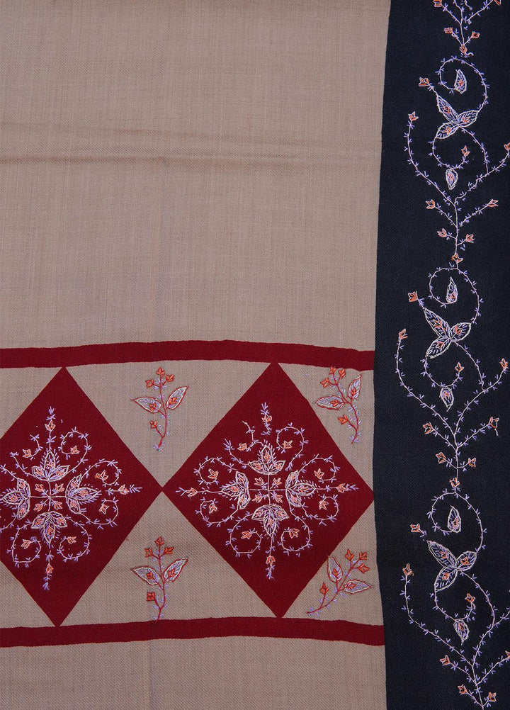 Sanaulla Exclusive Range  Pashmina  Shawls SU22PS-2 MIR-19 Maroon - Pashmina Shawls