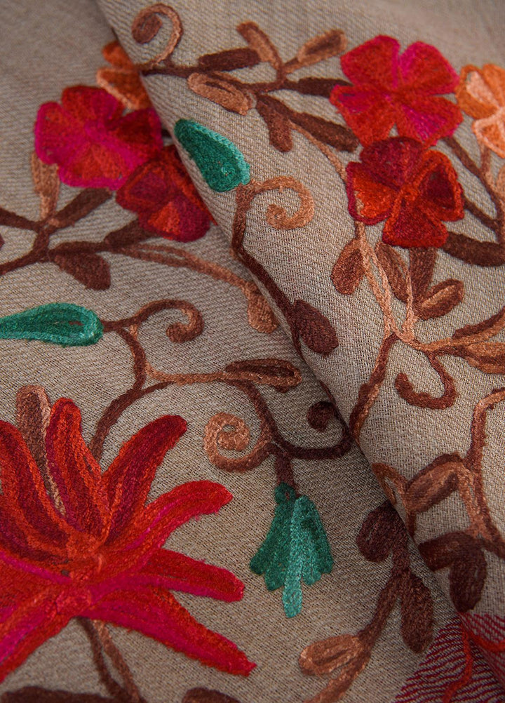 Sanaulla Exclusive Range  Pashmina  Shawls SU22PS-2 MIR-18 Brown-12 - Pashmina Shawls