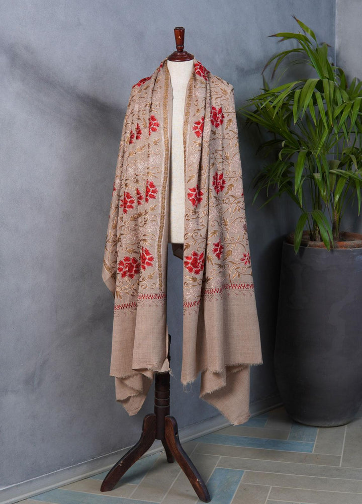 Sanaulla Exclusive Range  Pashmina  Shawls SU22PS-2 MIR-12 Fawn - Pashmina Shawls