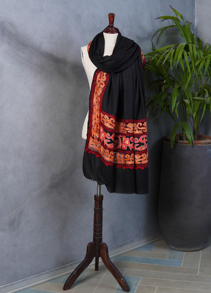 Sanaulla Exclusive Range  Pashmina  Shawls SU22PS-2 AKP-637-Black-3 - Pashmina Shawls