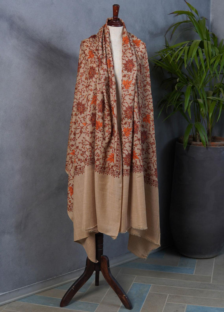 Sanaulla Exclusive Range  Pashmina  Shawls SU22PS-2 MIR-457 Fawn - Pashmina Shawls