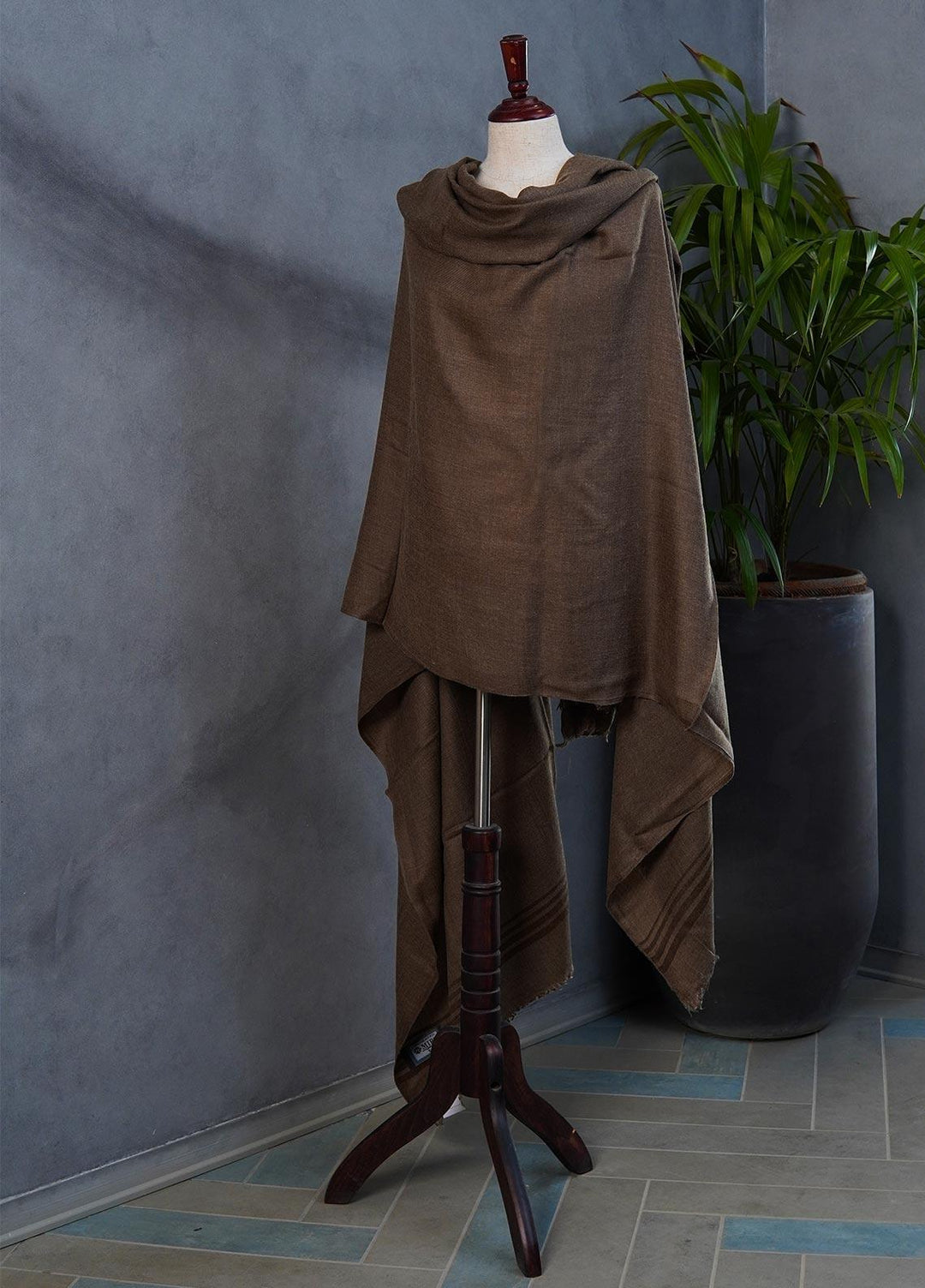 Sanaulla Exclusive Range  Pashmina  Shawls SU22PS-3 Mir-14 Dark Brown - Pashmina Shawls