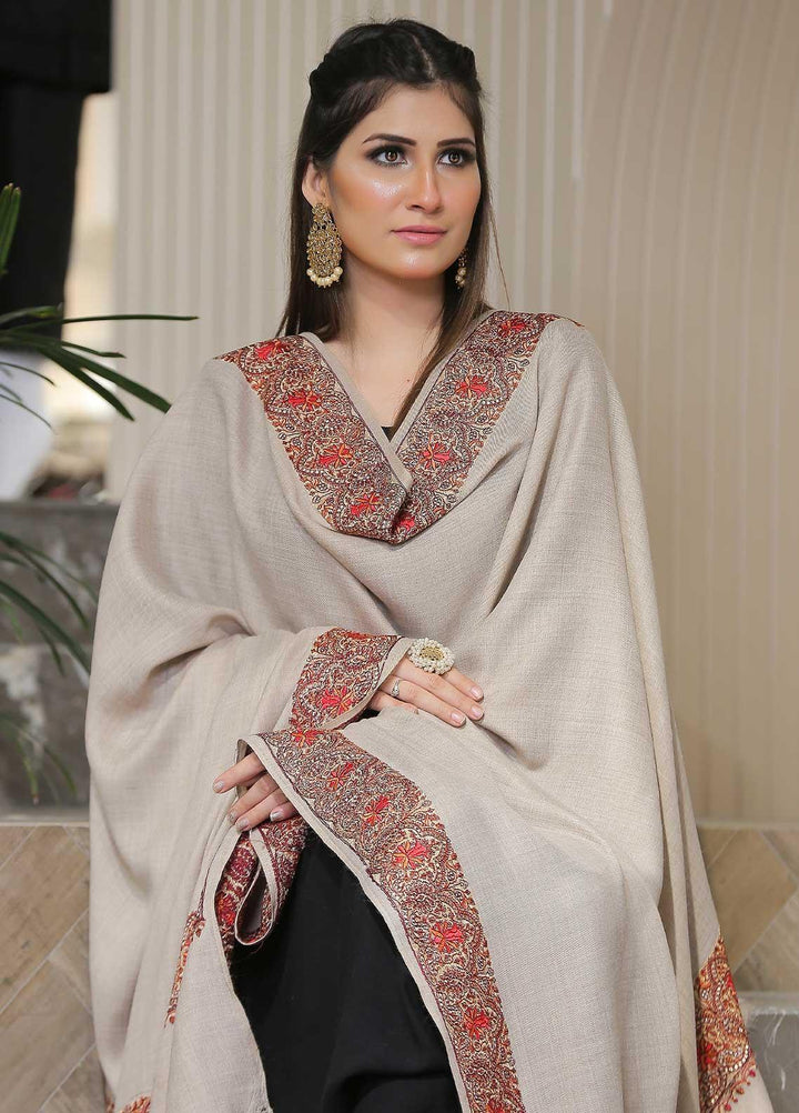 Sanaulla Exclusive Range Pashmina Shawl SU21PP AKP-41 Fawn Pure Pashmina Shawls