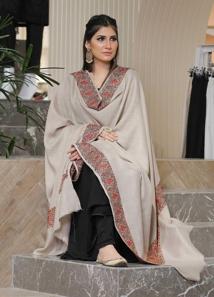 Sanaulla Exclusive Range Pashmina Shawl SU21PP AKP-41 Fawn Pure Pashmina Shawls