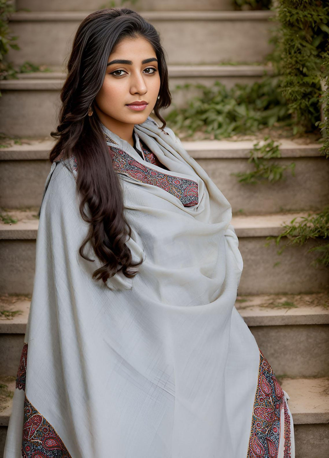 Sanaulla Exclusive Range  Pashmina  Mama D-18 Fawn - Women Shawls