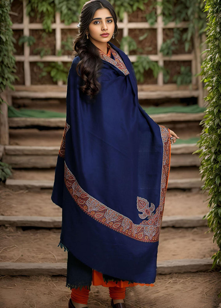 Sanaulla Exclusive Range  Pashmina  Mama D-18 N Blue - Women Shawls