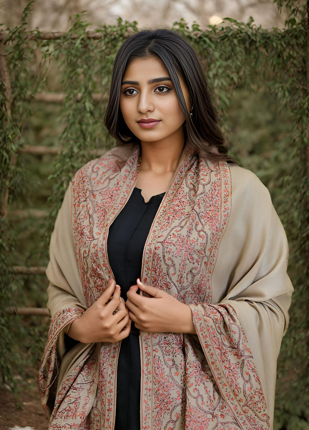 Sanaulla Exclusive Range  Pashmina  KPS 781 D-37 L Brown - Women Shawls