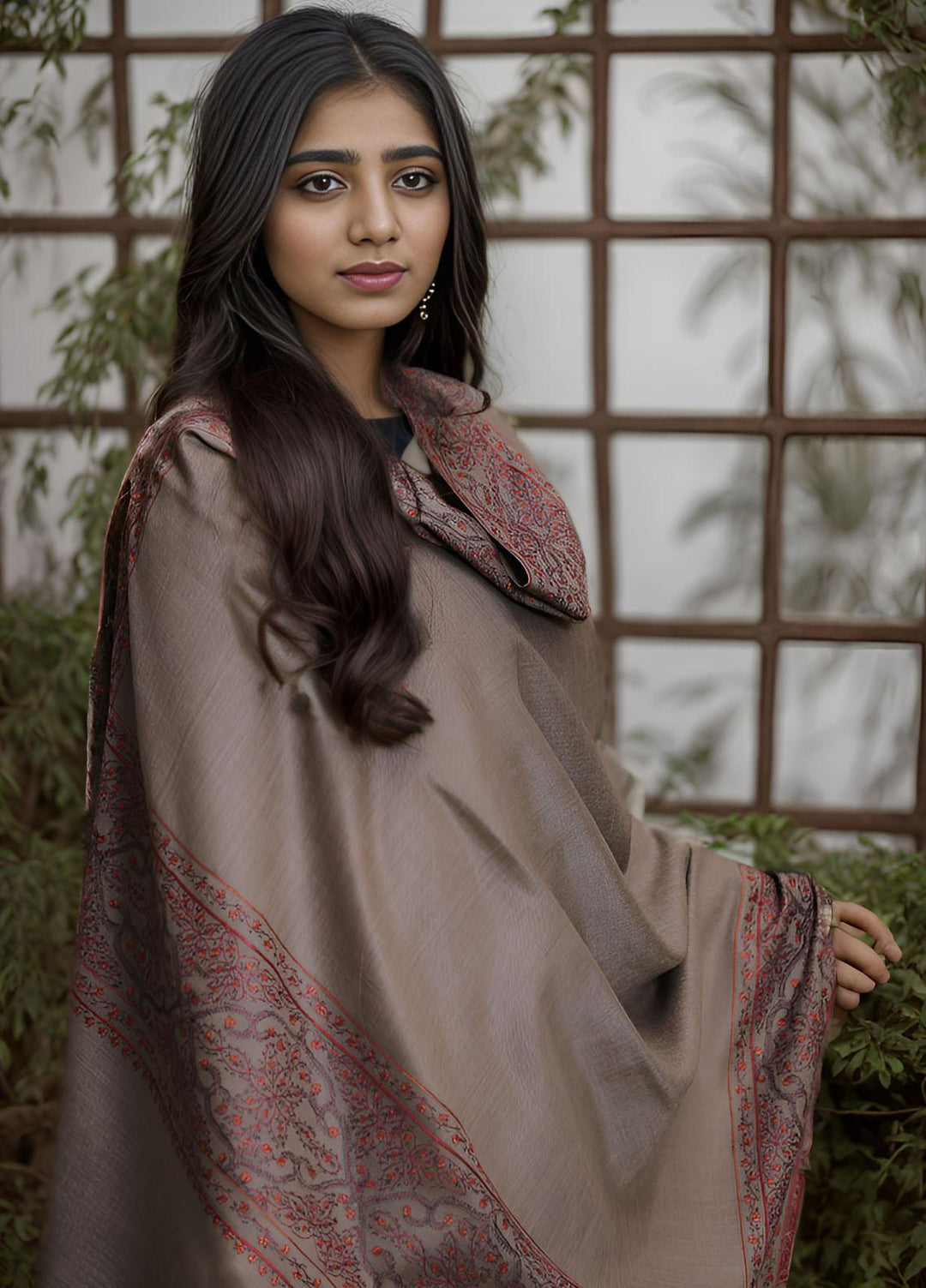 Sanaulla Exclusive Range  Pashmina  KPS 781 D-37 D Brown 1 - Women Shawls