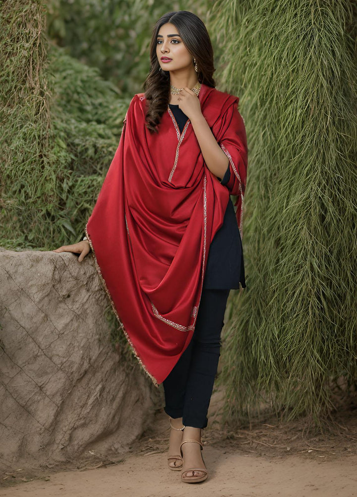 Sanaulla Exclusive Range  Pashmina  KPS 781 D-15 Red 1 - Women Shawls