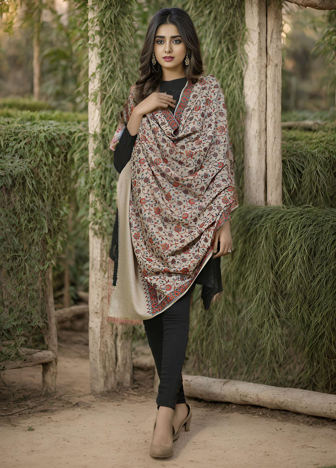 Sanaulla Exclusive Range  Pashmina  KPS 781 D-59 Brown - Women Shawls