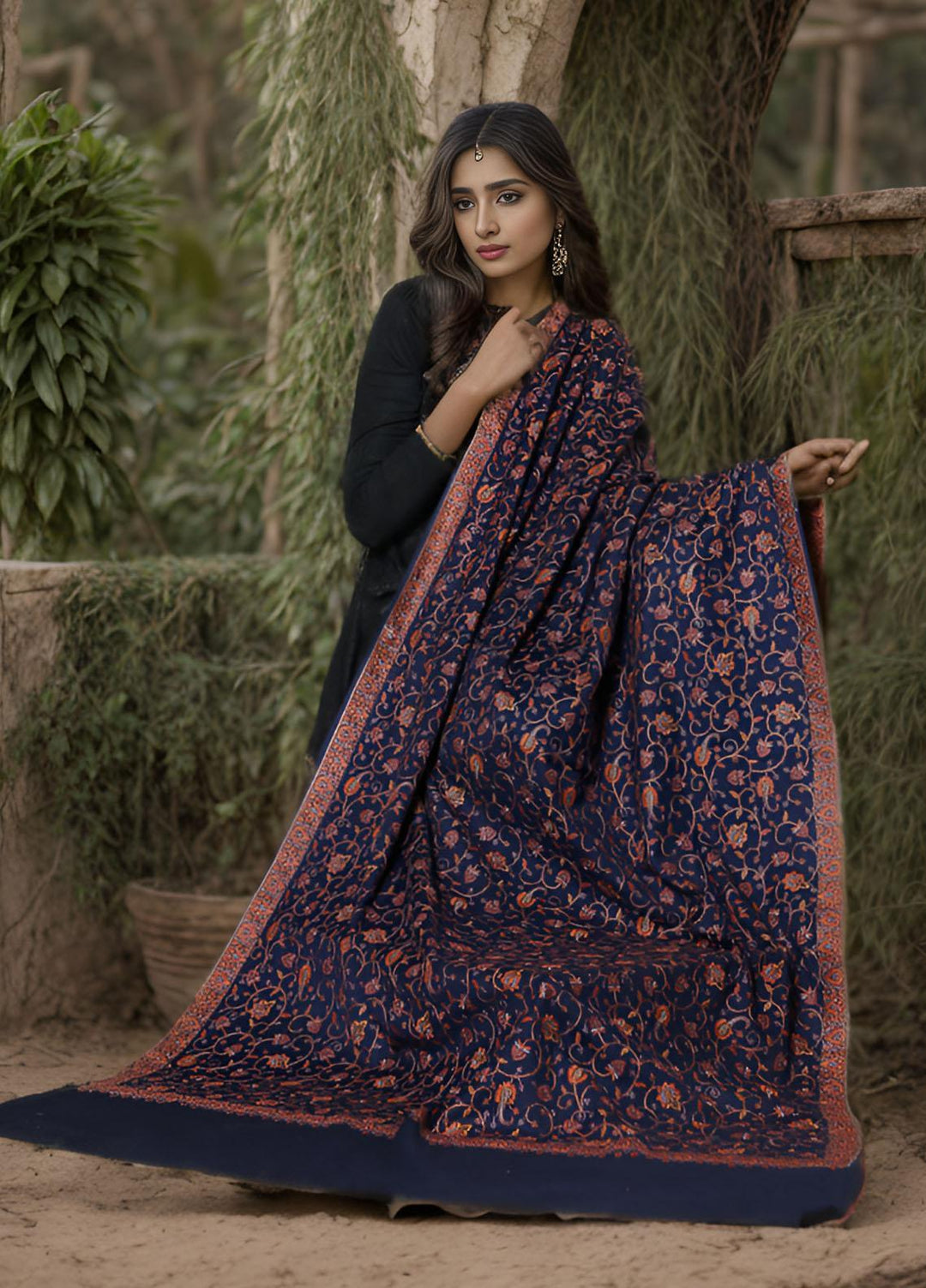 Sanaulla Exclusive Range  Pashmina  KPS 781 D-59 N Blue - Women Shawls