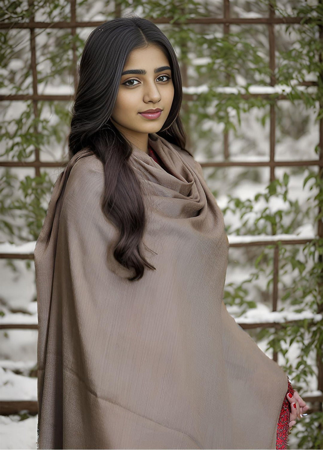 Sanaulla Exclusive Range  Pashmina  Mama D-22 Mehandi - Women Shawls