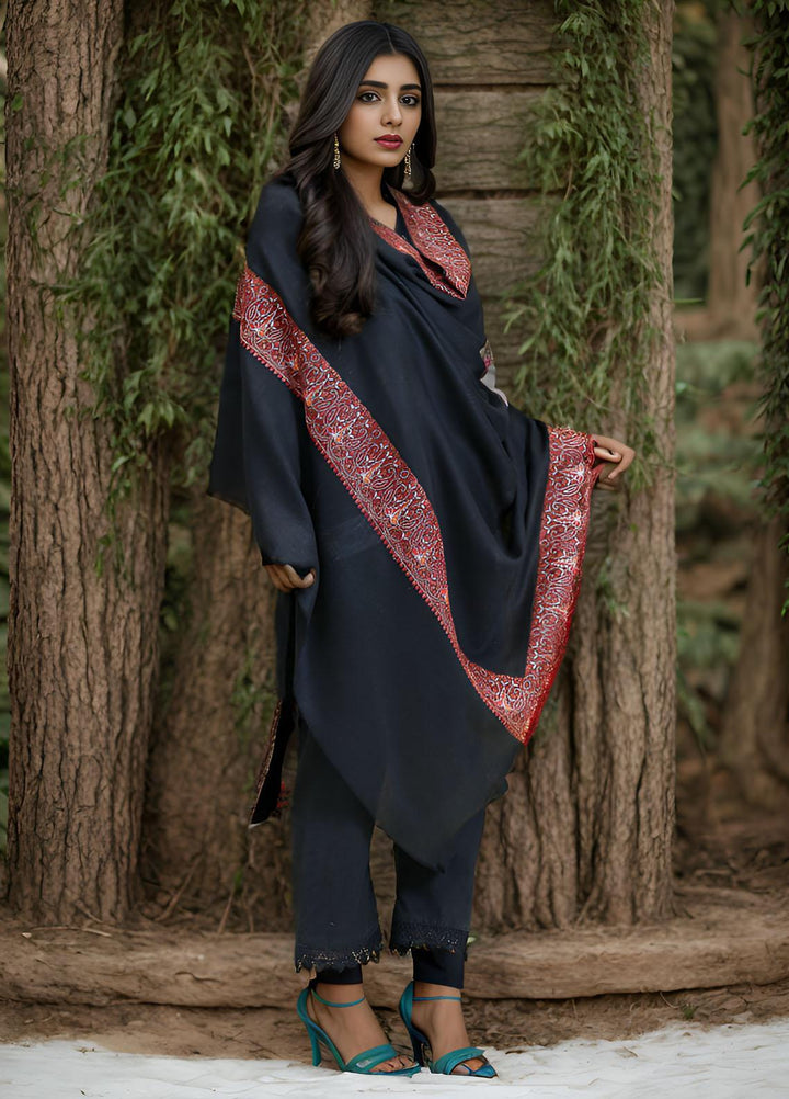 Sanaulla Exclusive Range  Pashmina  KPS 781 D-16 Black - Women Shawls