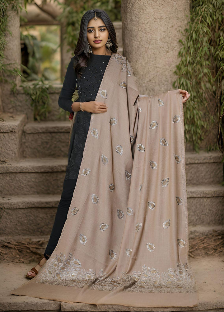 Sanaulla Exclusive Range  Pashmina  KPS 781 D-32 L Brown - Women Shawls