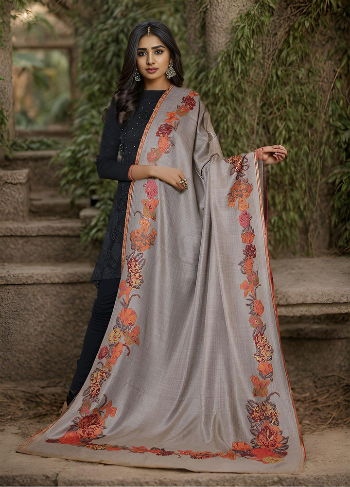 Sanaulla Exclusive Range  Pashmina  KPS 781 D-35 Brown - Women Shawls