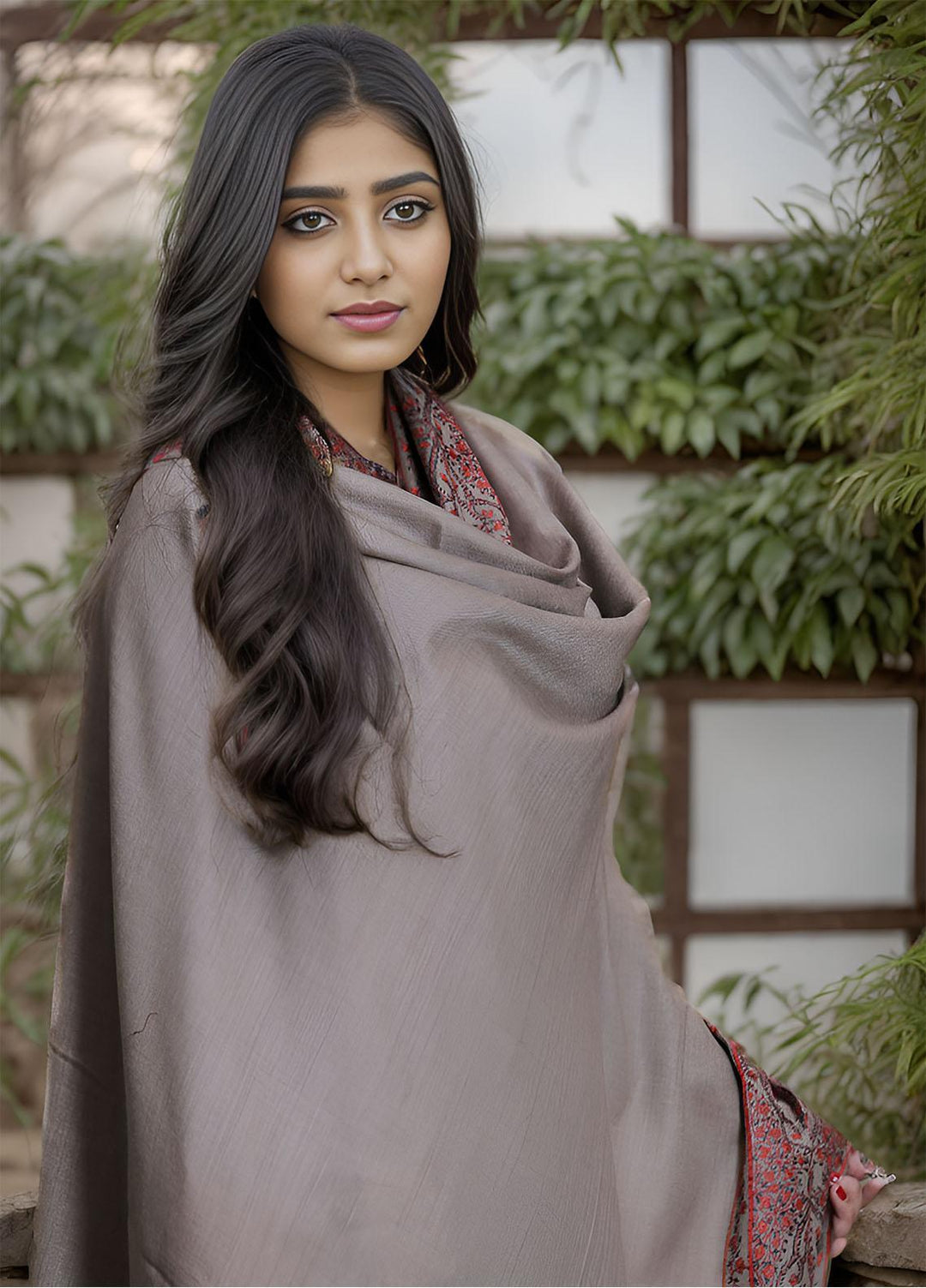 Sanaulla Exclusive Range  Pashmina  KPS 781 D-37 Brown 1 - Women Shawls