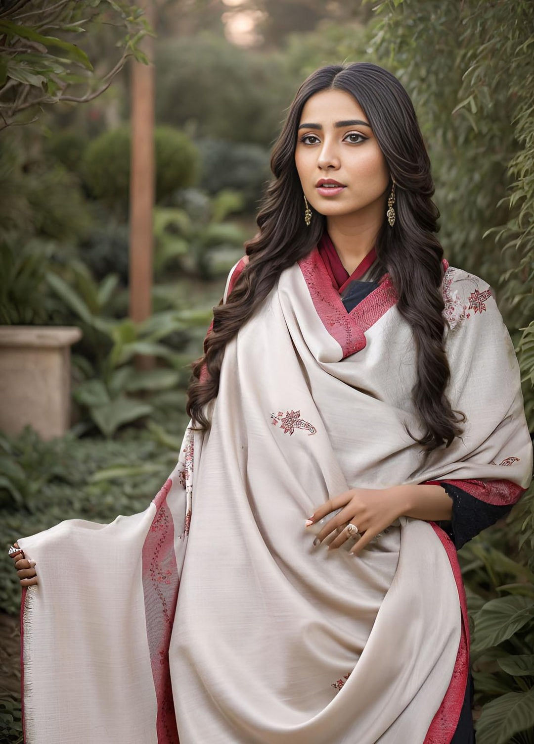 Sanaulla Exclusive Range  Pashmina  KPS 781 D-05 Beige 1 - Women Shawls