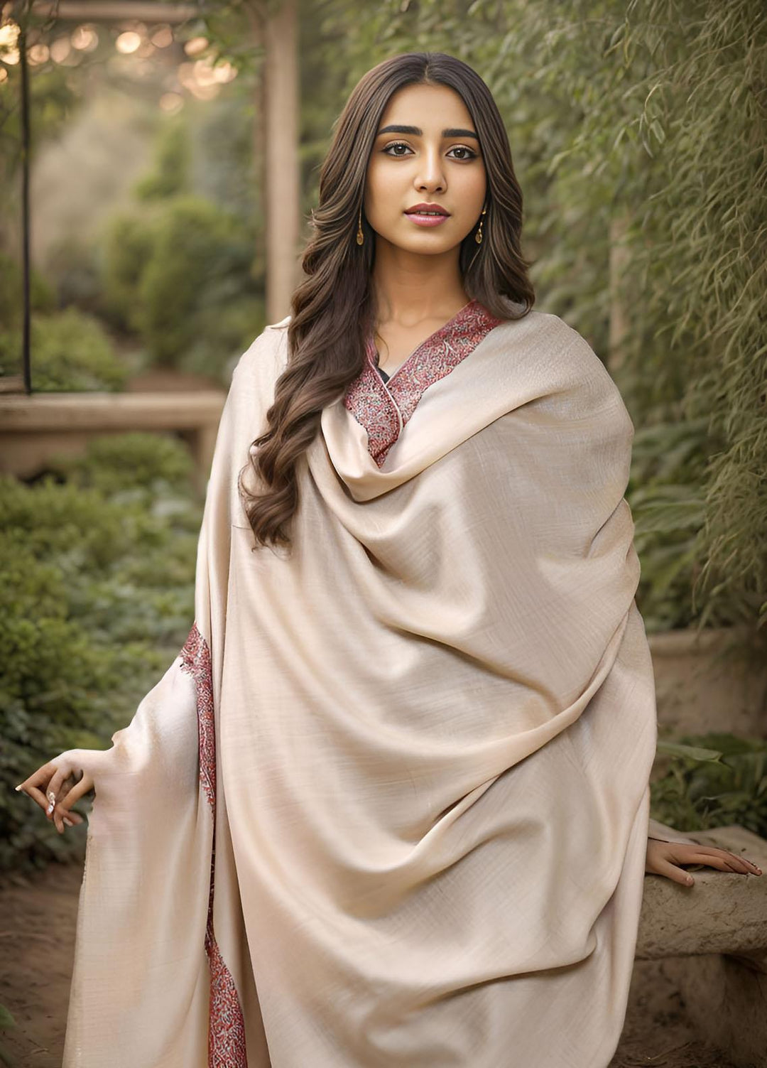 Sanaulla Exclusive Range  Pashmina  KPS 781 D-06 L Brown - Women Shawls