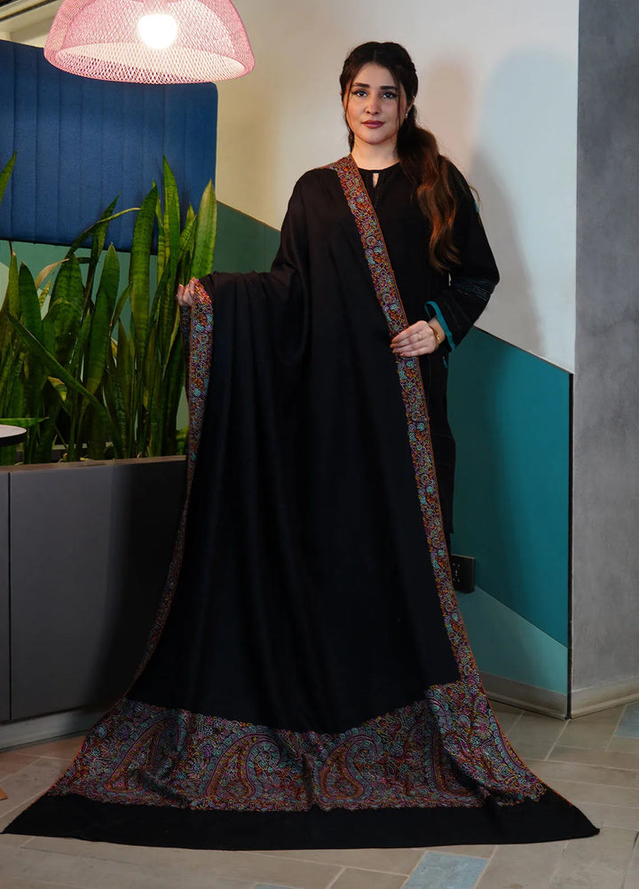 Sanaulla Exclusive Range Pashmina Shawl AKP 03 Black - Winter Collection