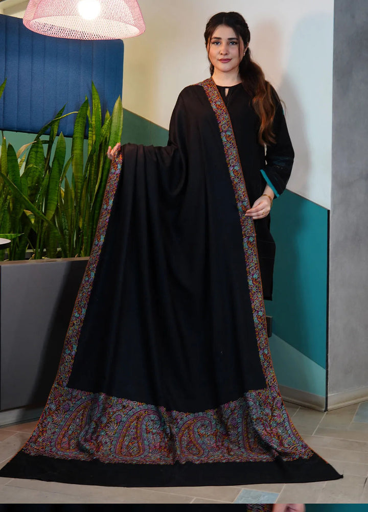 Sanaulla Exclusive Range Pashmina Shawl AKP 03 Black - Winter Collection
