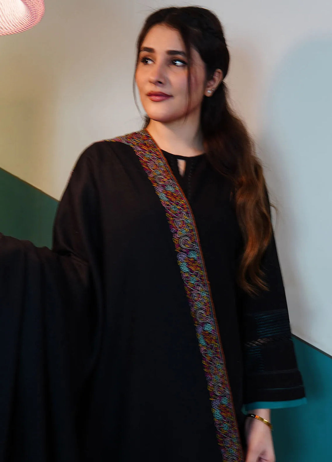 Sanaulla Exclusive Range Pashmina Shawl AKP 03 Black - Winter Collection