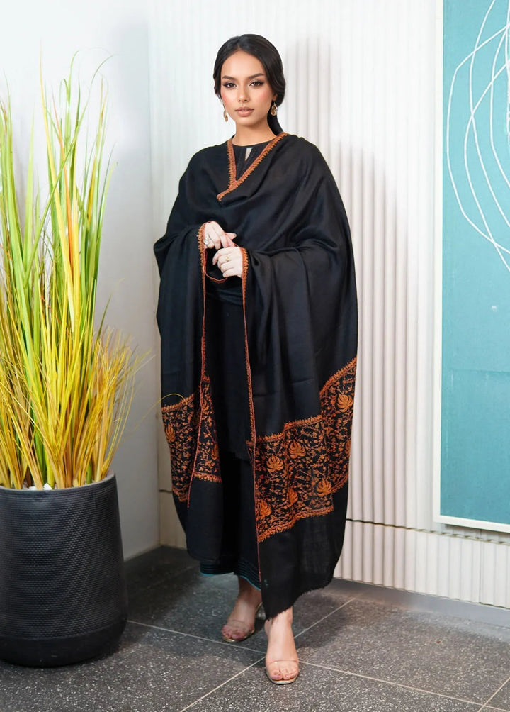 Sanaulla Exclusive Range Pashmina Shawl AKP-05 Black - Winter Collection