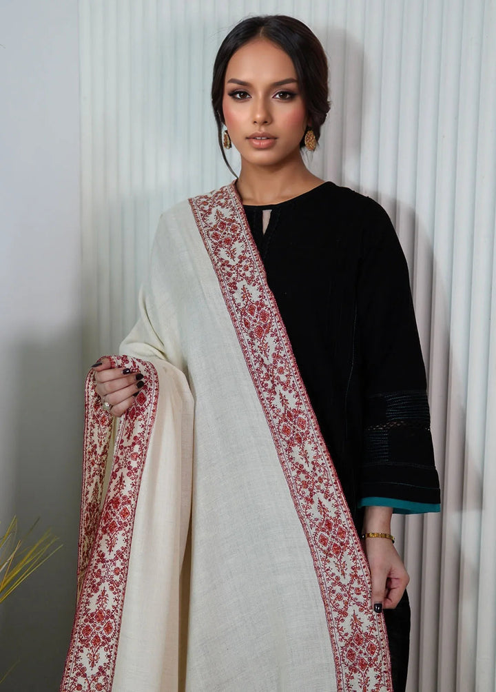 Sanaulla Exclusive Range Pashmina Shawl AKP-10 Off-White - Winter Collection