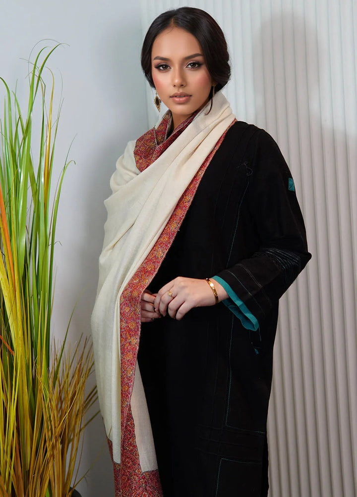 Sanaulla Exclusive Range Pashmina Shawl AKP-11 Off-White - Winter Collection