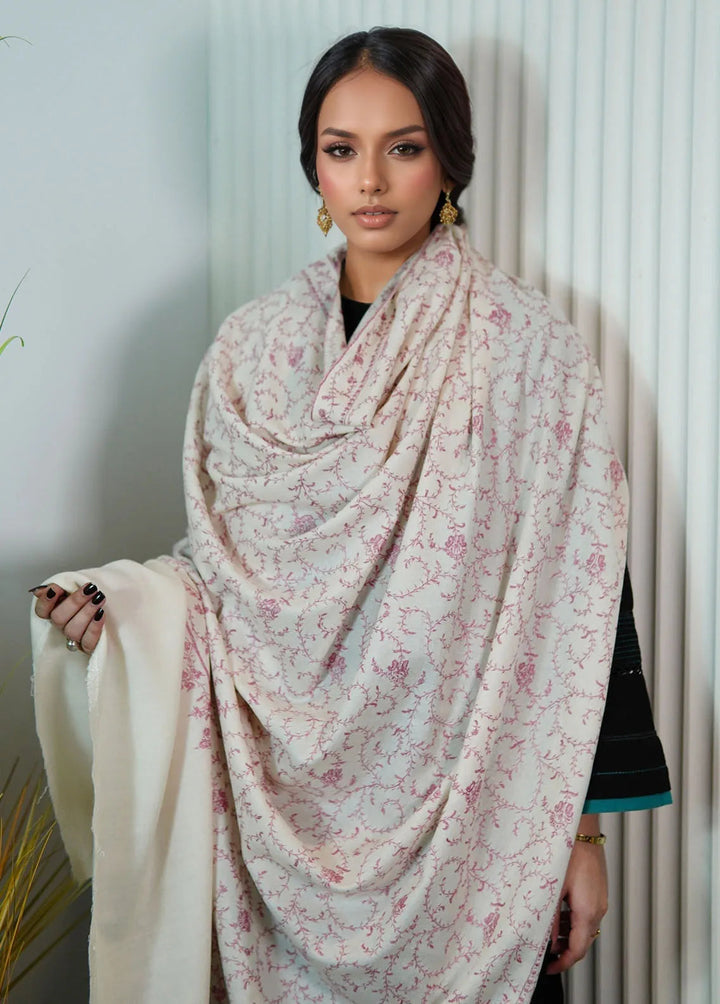 Sanaulla Exclusive Range Pashmina Shawl AKP-26 Off-White - Winter Collection