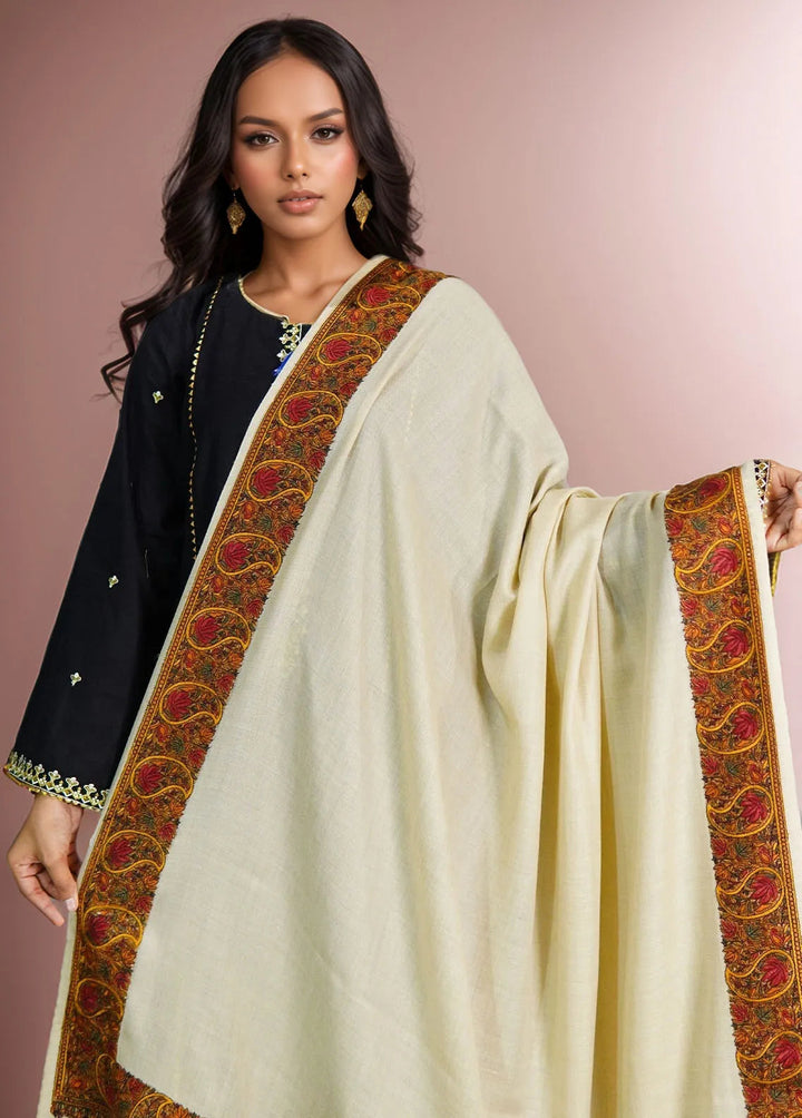 Sanaulla Exclusive Range Pashmina Shawl D-10 Beige 1 - Winter Collection