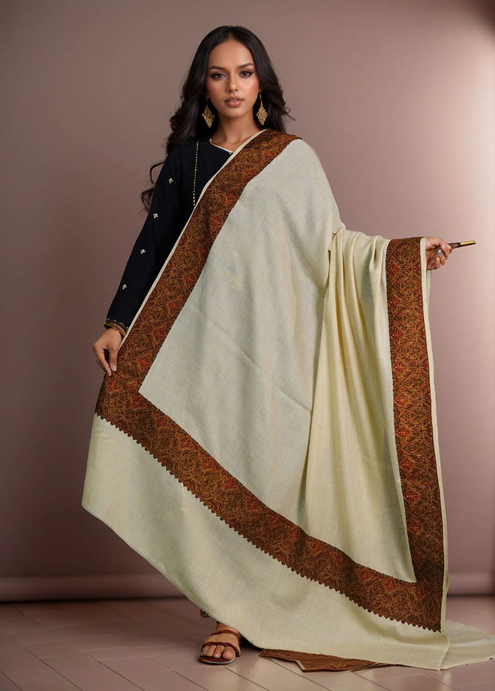 Sanaulla Exclusive Range Pashmina Shawl D-10 Beige 2 - Winter Collection