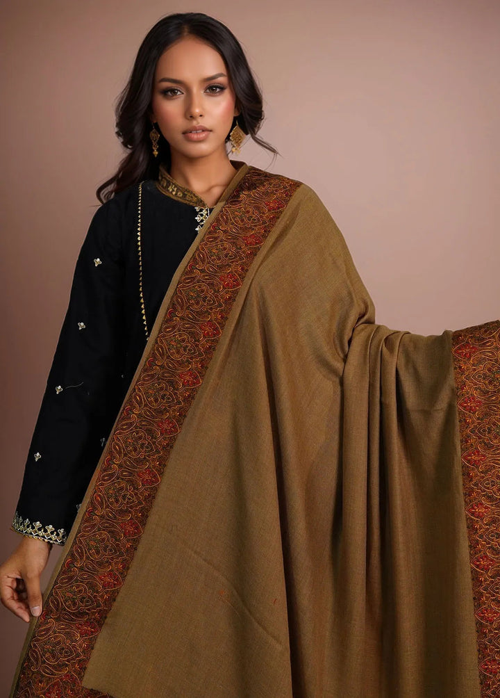 Sanaulla Exclusive Range Pashmina Shawl D-10 Dark Brown - Winter Collection