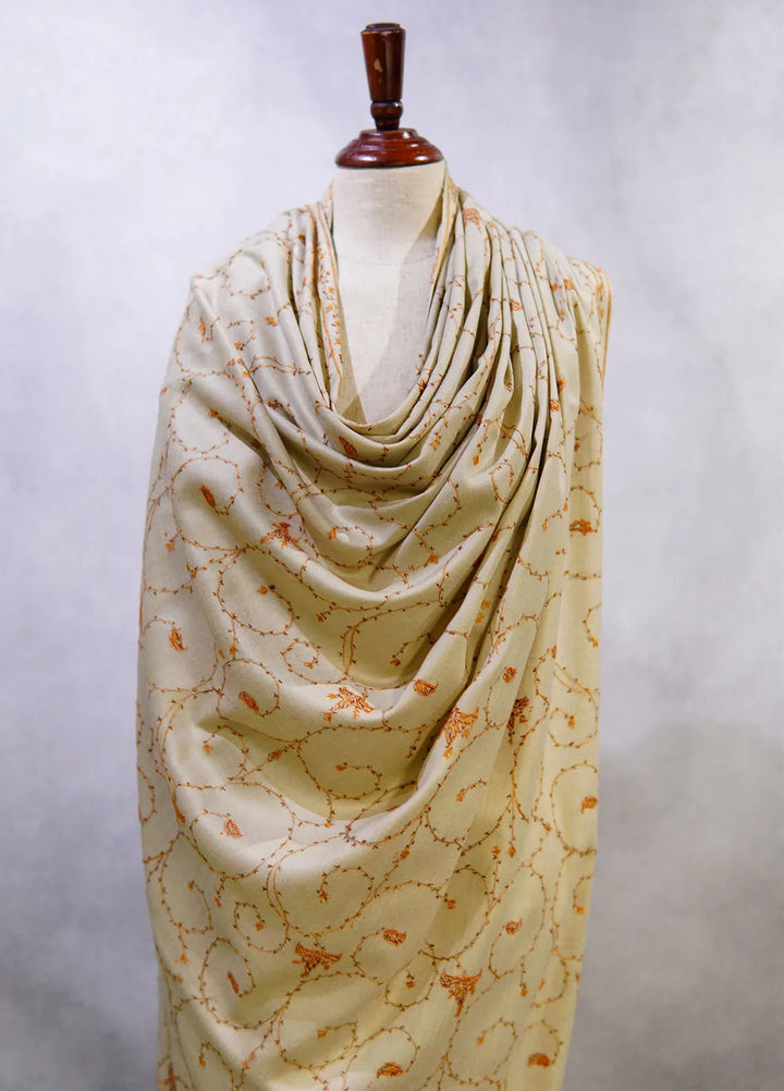Sanaulla Exclusive Range Pashmina Shawl D-12 Cream 1 - Winter Collection
