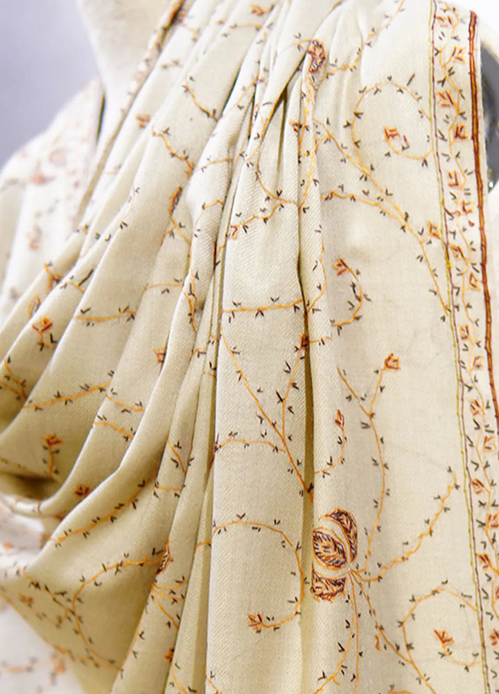 Sanaulla Exclusive Range Pashmina Shawl D-12 Cream 3 - Winter Collection