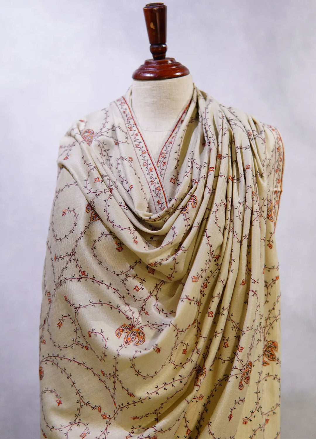 Sanaulla Exclusive Range Pashmina Shawl D-12 Cream 4 - Winter Collection