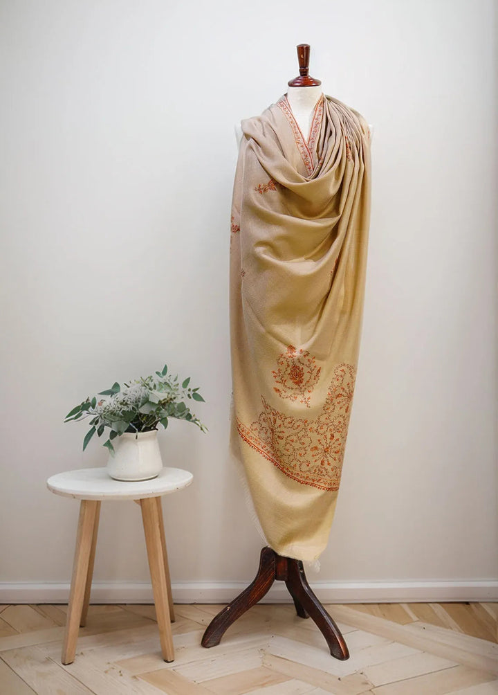 Sanaulla Exclusive Range Pashmina Shawl D-13 Beige 3 - Winter Collection