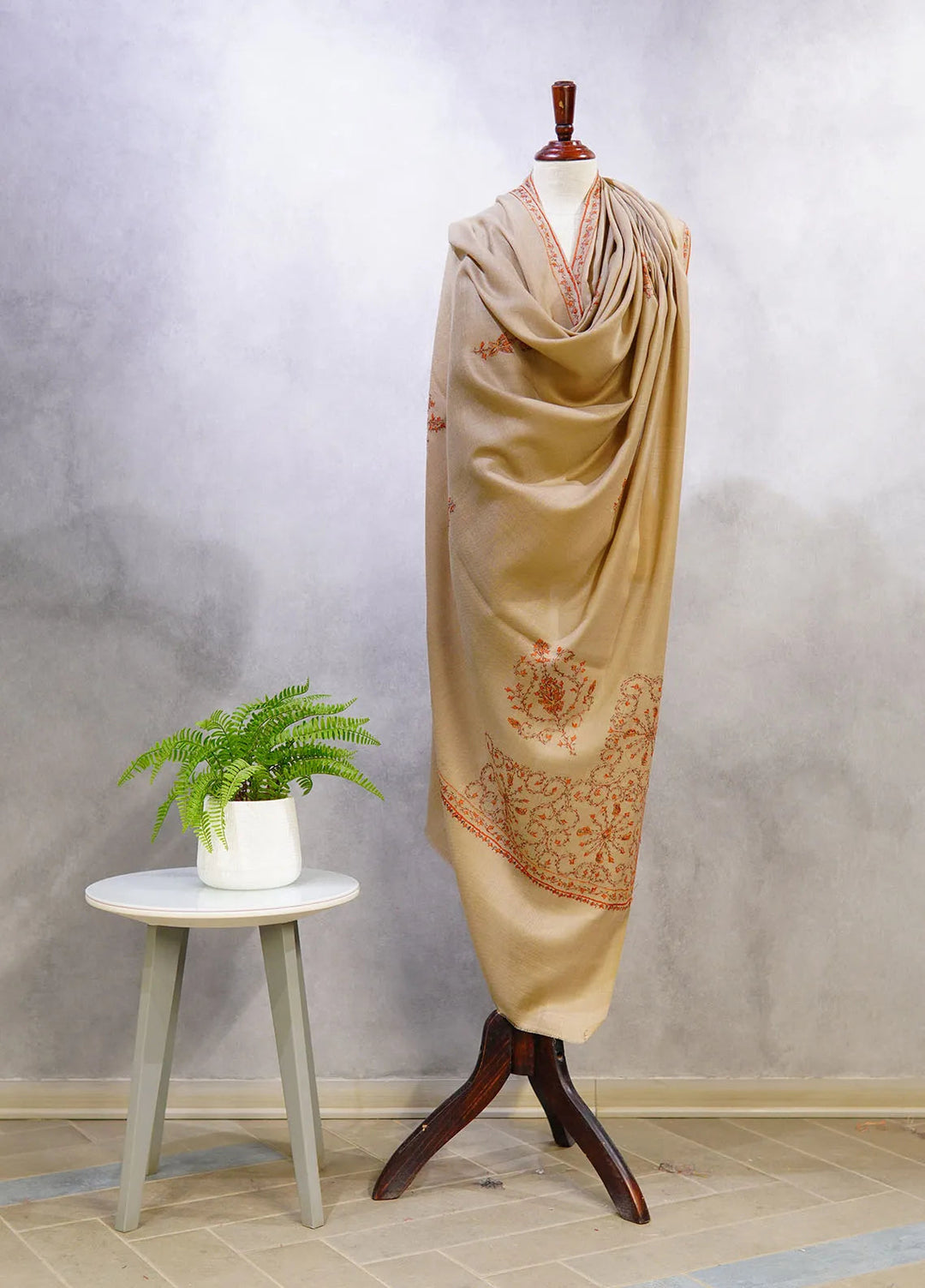 Sanaulla Exclusive Range Pashmina Shawl D-13 Beige 3 - Winter Collection
