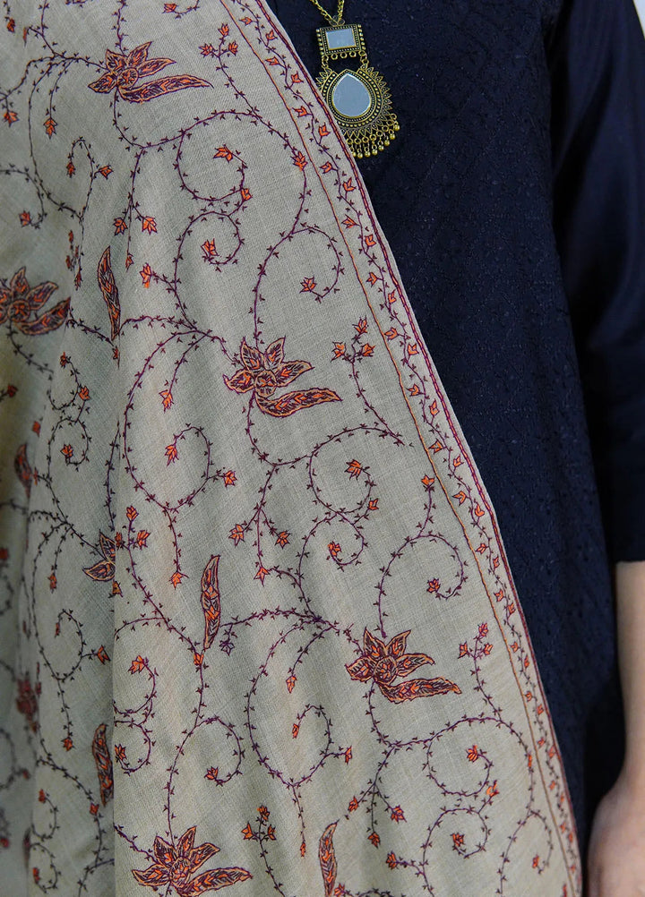 Sanaulla Exclusive Range Pashmina Shawl D-15 Brown 1 - Winter Collection