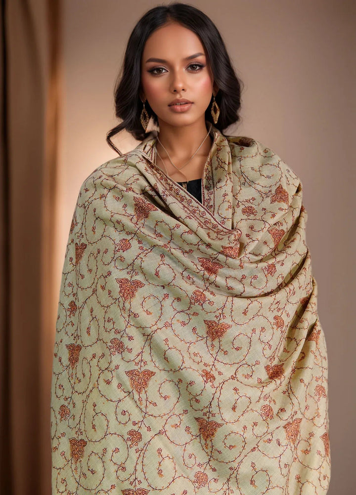 Sanaulla Exclusive Range Pashmina Shawl D-15 Light brown - Winter Collection
