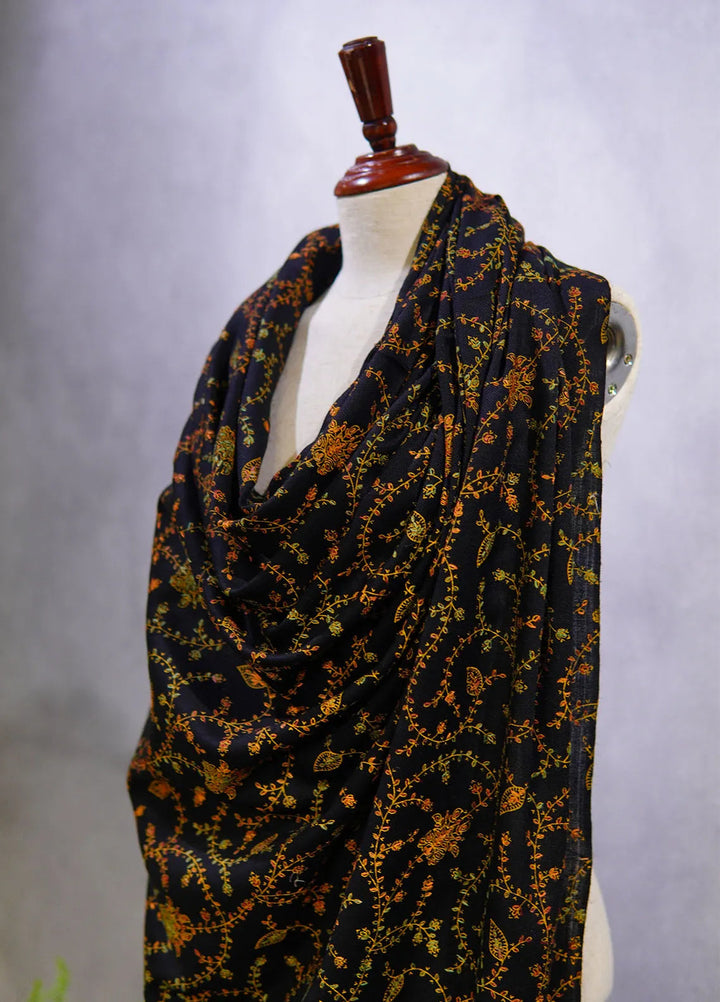Sanaulla Exclusive Range Pashmina Shawl D-16 Black 4 - Winter Collection