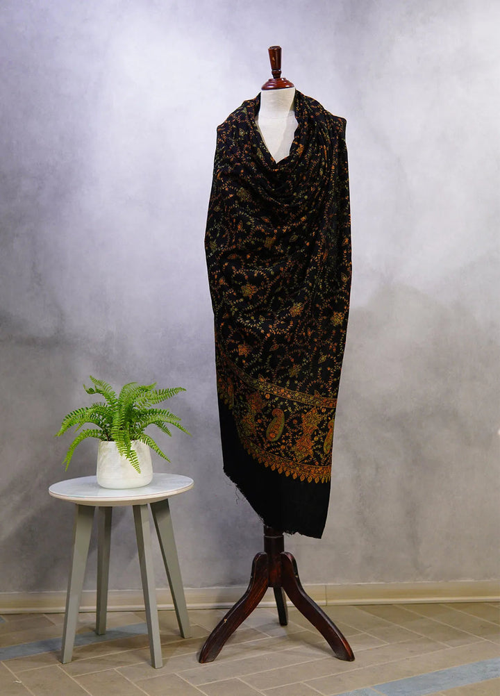 Sanaulla Exclusive Range Pashmina Shawl D-16 Black 4 - Winter Collection