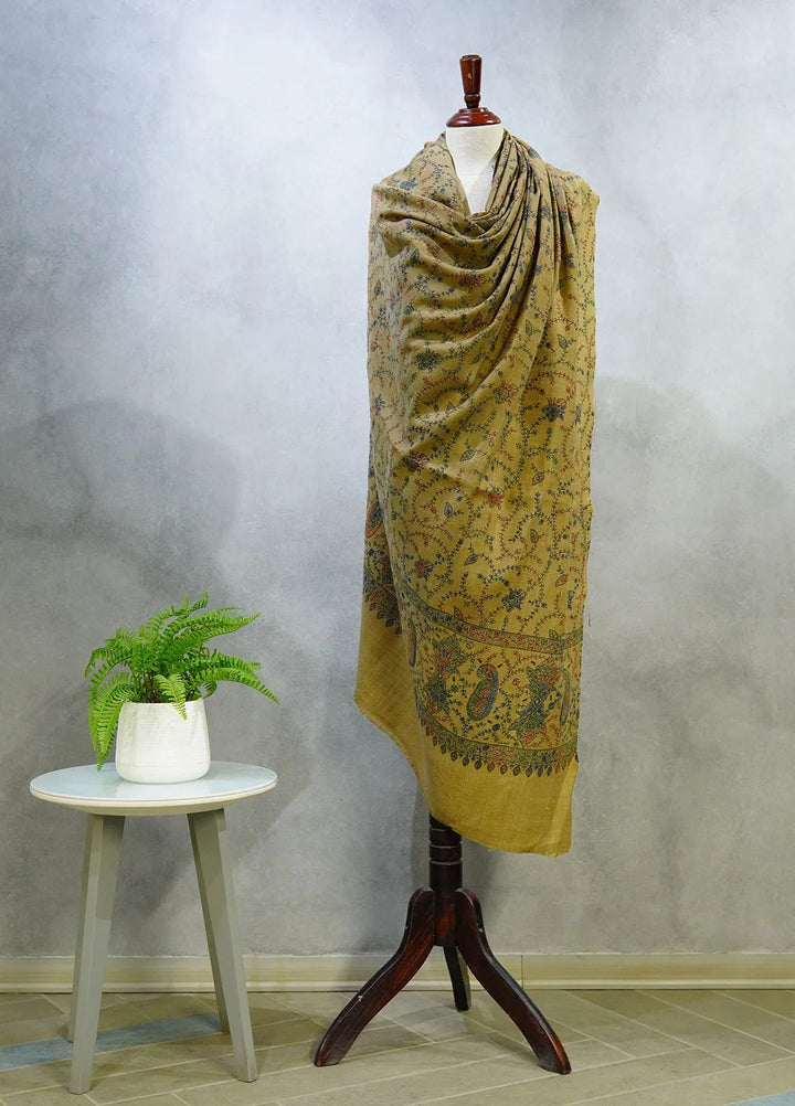 Sanaulla Exclusive Range Pashmina Shawl D-16 Brown 4 - Winter Collection