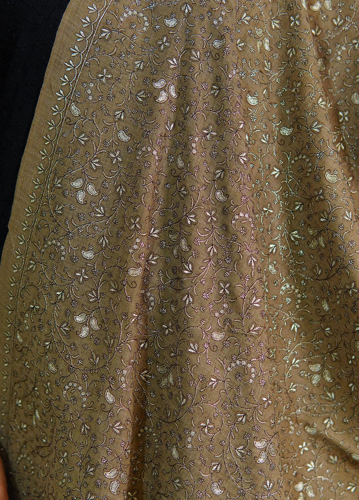 Sanaulla Exclusive Range Pashmina Shawl D-16 Dark Brown - Winter Collection