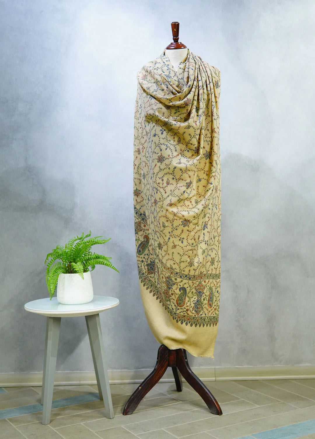 Sanaulla Exclusive Range Pashmina Shawl D-16 Light Brown 3 - Winter Collection
