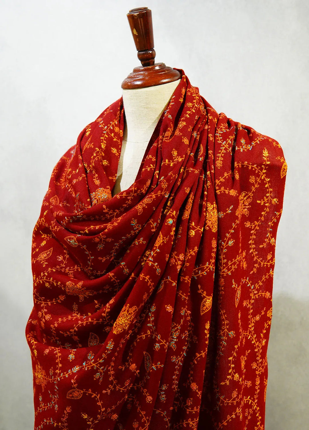 Sanaulla Exclusive Range Pashmina Shawl D-16 Mehroon 4 - Winter Collection