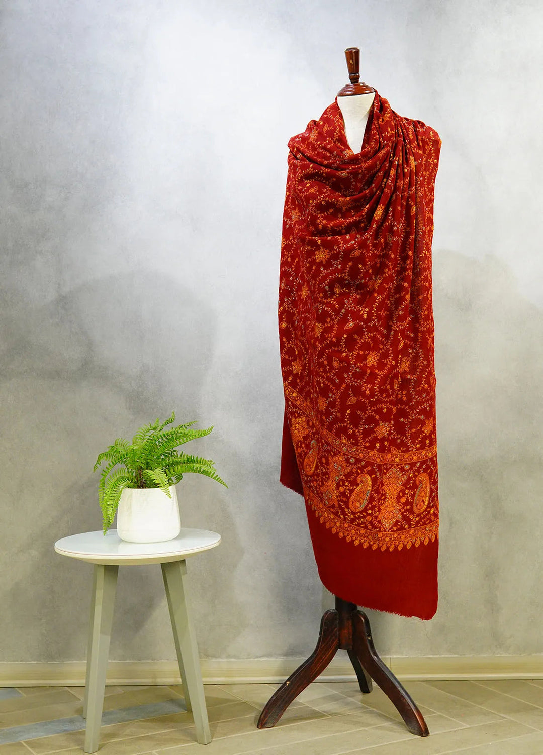 Sanaulla Exclusive Range Pashmina Shawl D-16 Mehroon 4 - Winter Collection