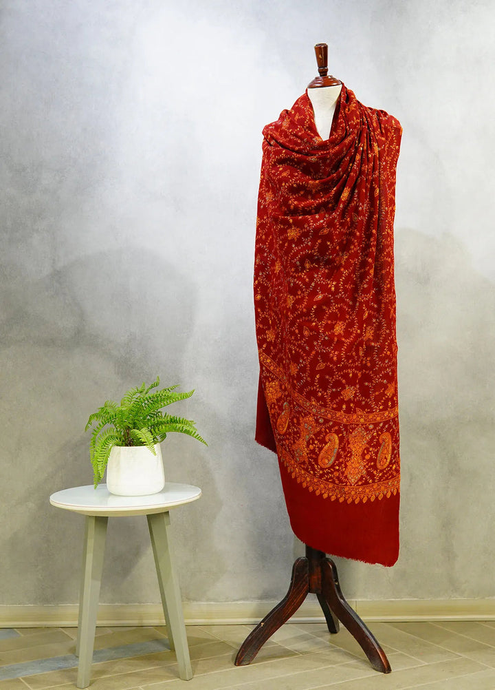 Sanaulla Exclusive Range Pashmina Shawl D-16 Mehroon 4 - Winter Collection