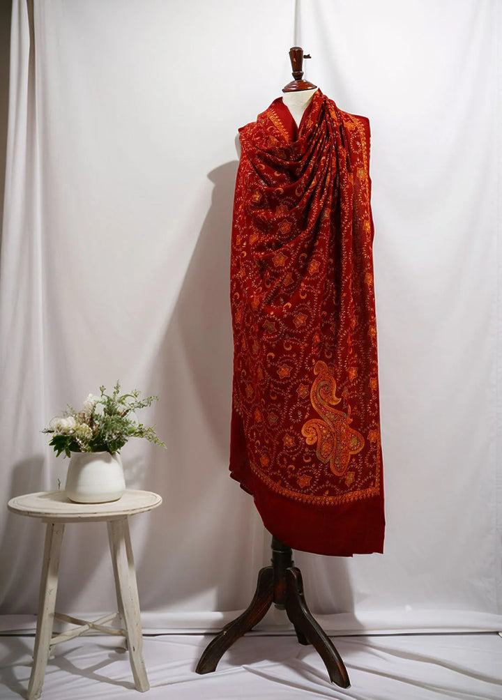 Sanaulla Exclusive Range Pashmina Shawl D-16 Mehroon 5 - Winter Collection